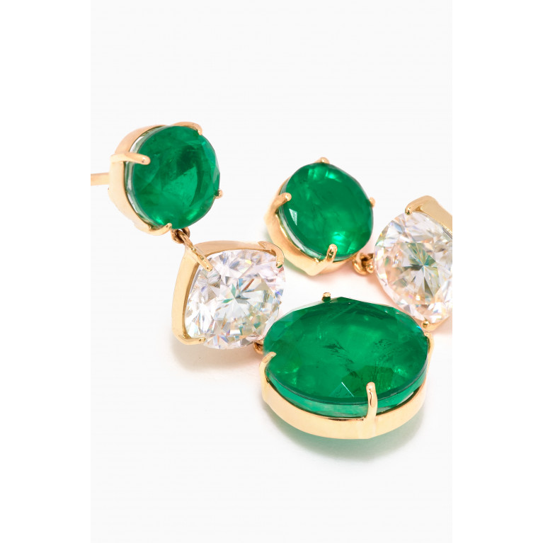 Dima Jewellery - Mismatched Emerald & Topaz Earrings in 18kt Gold