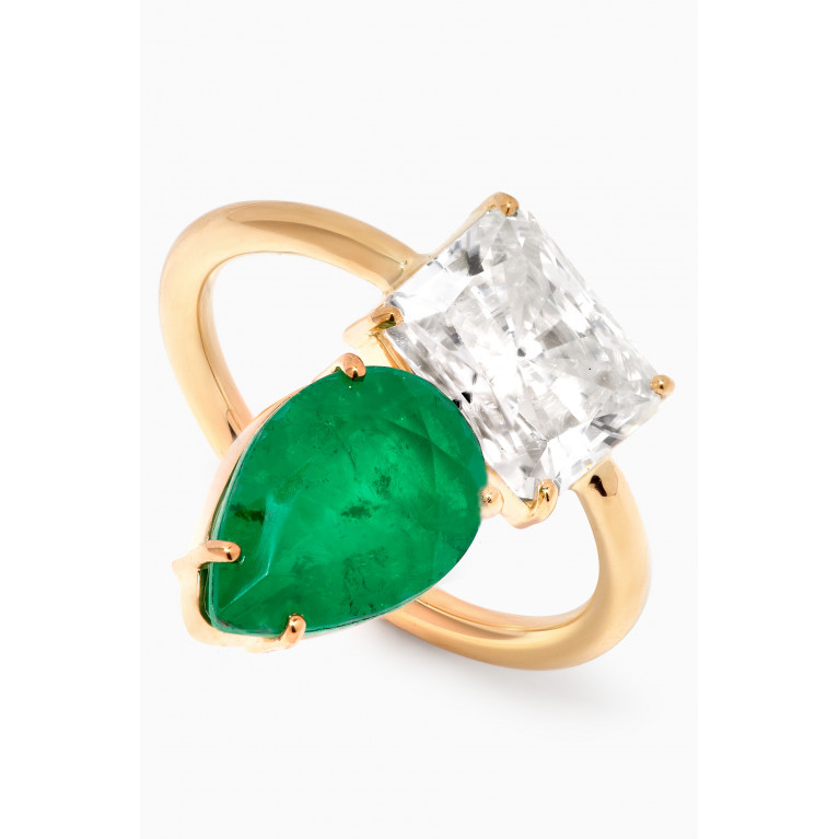 Dima Jewellery - Emerald & Topaz Ring in 18kt Gold