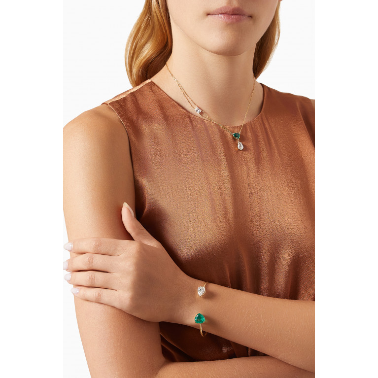Dima Jewellery - Emerald & Topaz Open Bracelet in 18kt Gold