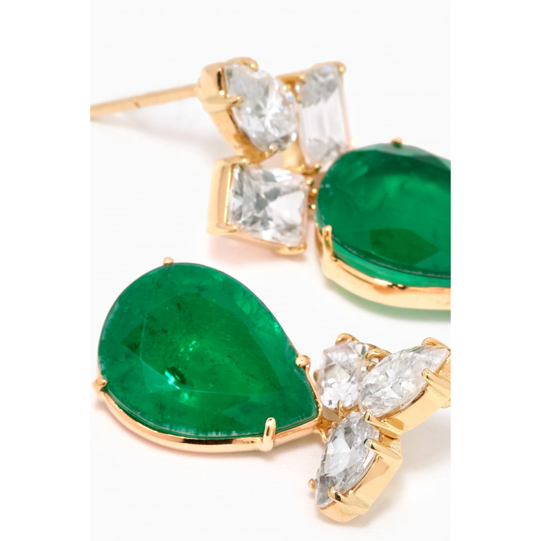 Dima Jewellery - Mismatched Emerald & Topaz Earrings in 18kt Gold