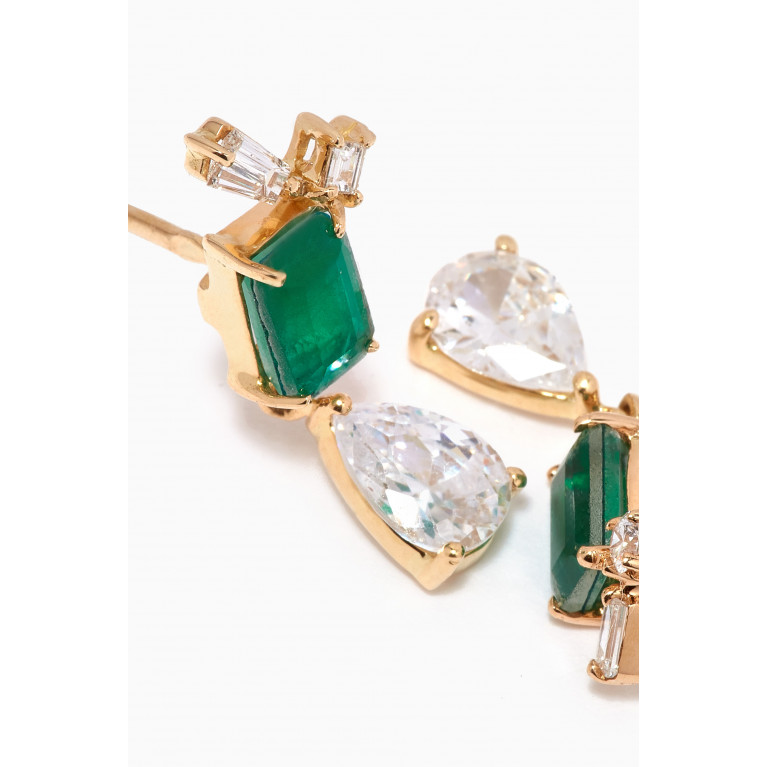 Dima Jewellery - Emerald & Topaz Drop Earrings in 18kt Gold
