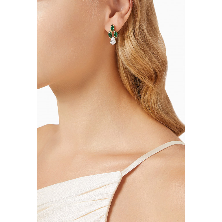 Dima Jewellery - Marquis-cut Emerald & Topaz Drop Earrings in 18kt Gold