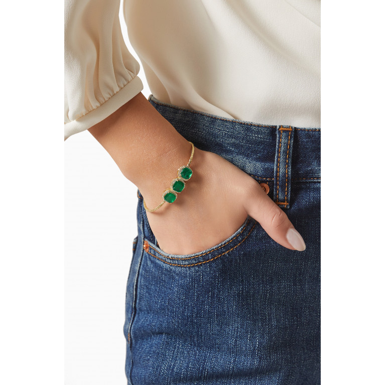 Dima Jewellery - Cushion-cut Emerald Bracelet in 18kt Gold