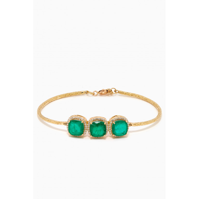 Dima Jewellery - Cushion-cut Emerald Bracelet in 18kt Gold