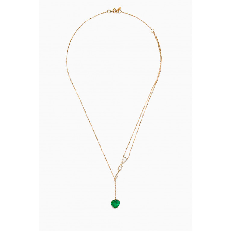 Dima Jewellery - Emerald & Topaz Drop Necklace in 18kt Gold
