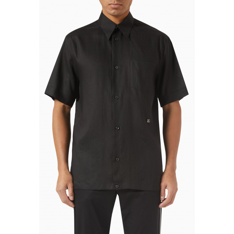Dolce & Gabbana - Short Sleeve Shirt in Linen Black