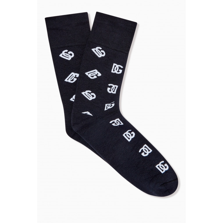 Dolce & Gabbana - Dolce & Gabbana - Monogram Socks in Stretch Cotton
