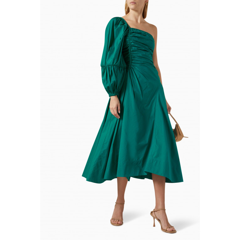 Ulla Johnson - Fiorella One-shoulder Midi Dress in Cotton Green