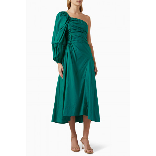 Ulla Johnson - Fiorella One-shoulder Midi Dress in Cotton Green