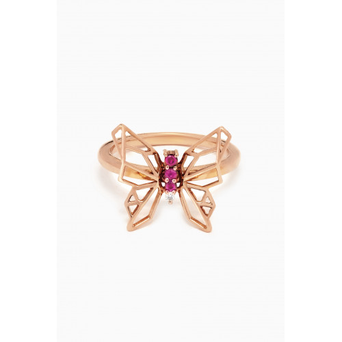 Lana Al Kamal - Butterflies Diamond & Pink Sapphire Ring 18kt Rose Gold
