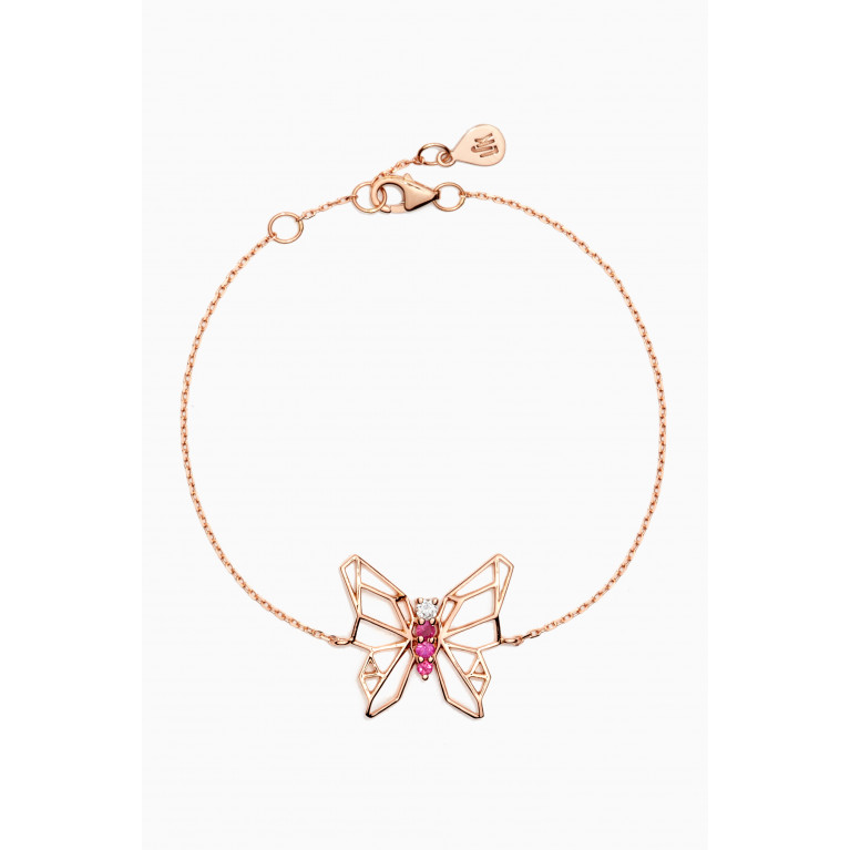 Lana Al Kamal - Butterflies Diamond & Pink Sapphire Bracelet in 18kt Rose Gold