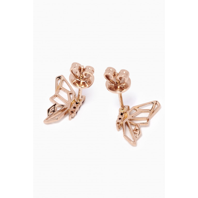 Lana Al Kamal - Butterflies Diamond & Pink Sapphire Earrings in 18kt Rose Gold