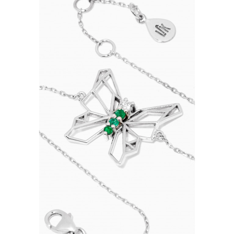 Lana Al Kamal - Butterflies Diamond & Emerald Bracelet in 18kt White Gold