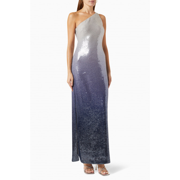 HALSTON - Tiana One-shoulder Gown in Sequinned Crepe Multicolour