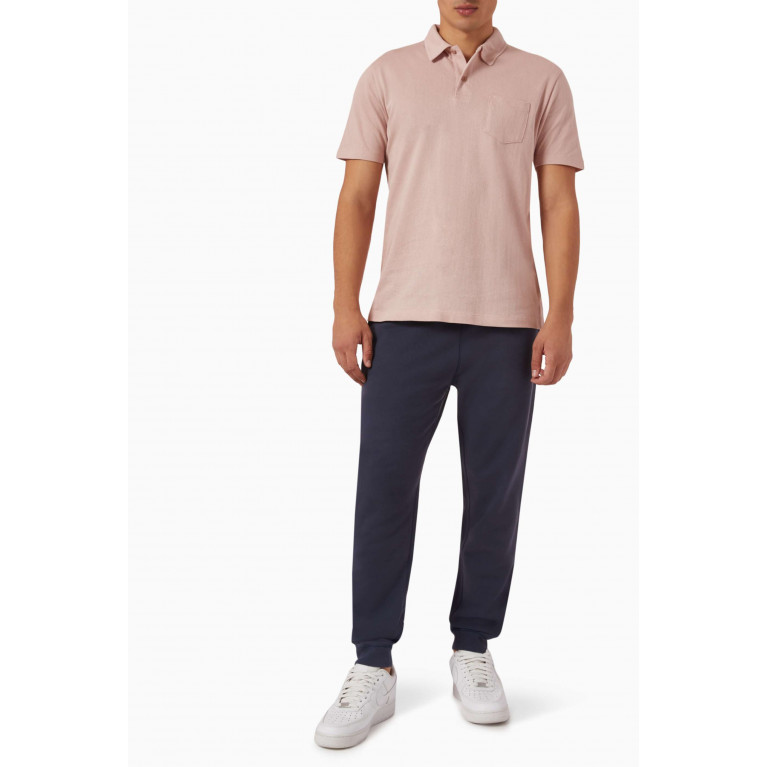 Sunspel - Riviera Polo Shirt in Cotton Mesh Pink