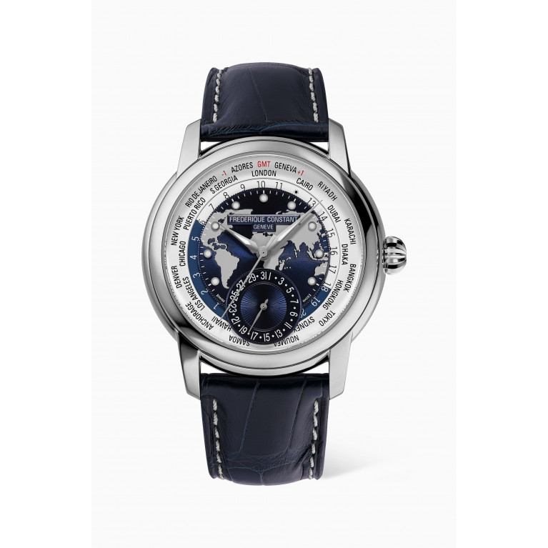 Frédérique Constant - Classics Worldtimer Manufacture Automatic Leather Watch, 42mm