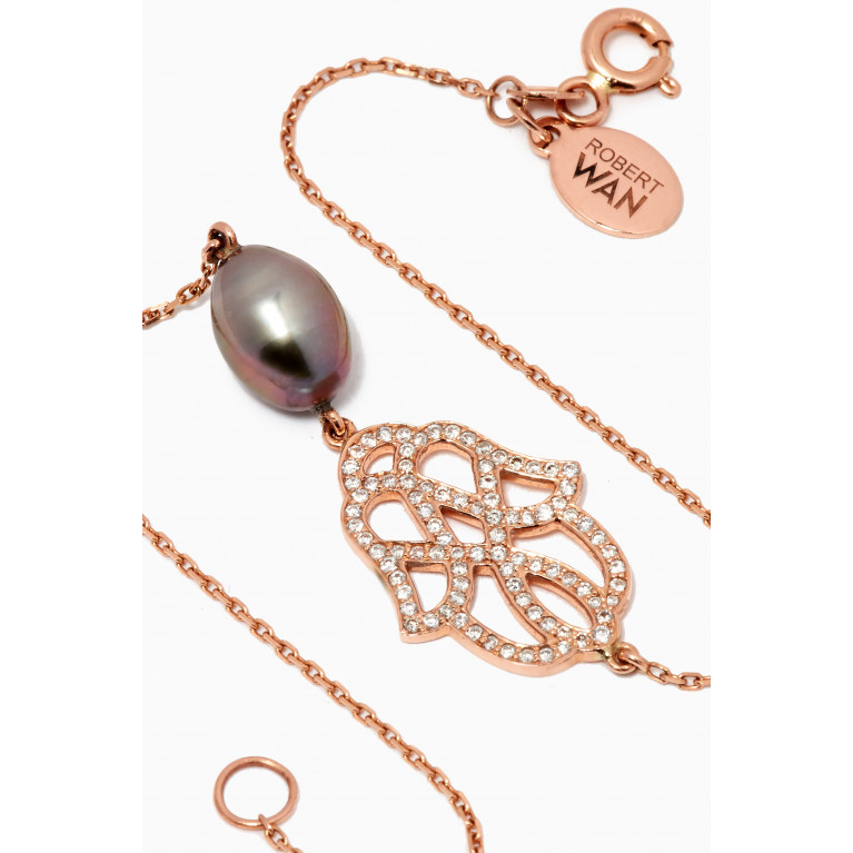 Robert Wan - Luna Pearl & Diamond Hamsa Bracelet in 18k Rose Gold
