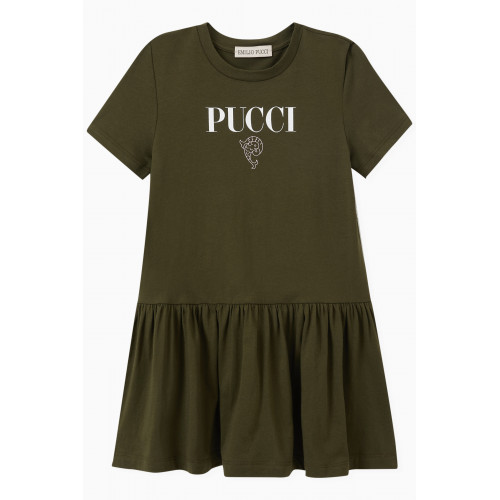 Emilio Pucci - Logo Print Dress in Cotton Jersey Green
