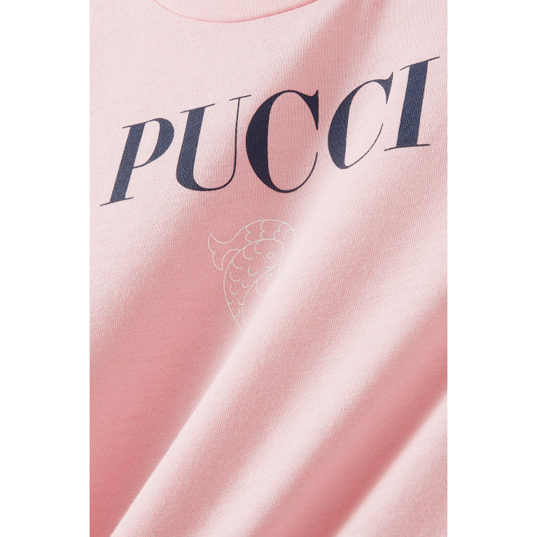 Emilio Pucci - Logo Print Dress in Cotton Jersey Pink
