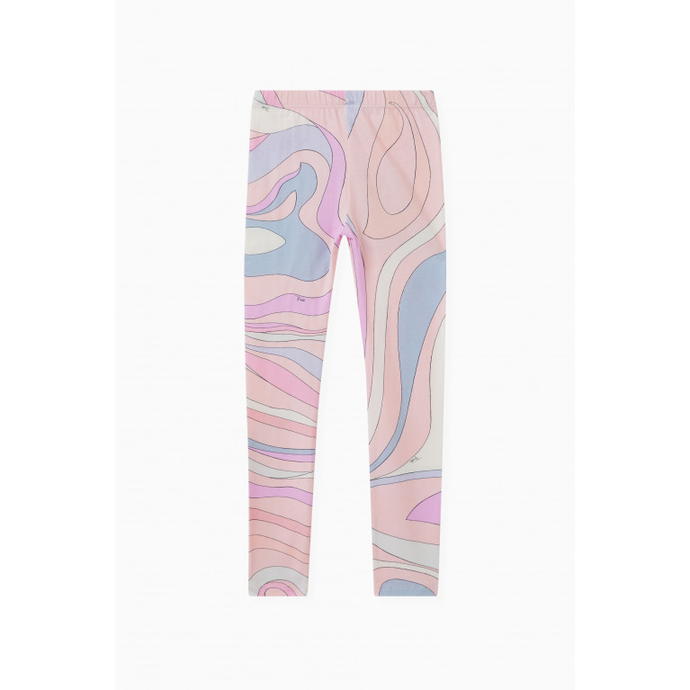 Emilio Pucci - Marmo Print Leggings in Cotton Jersey Pink