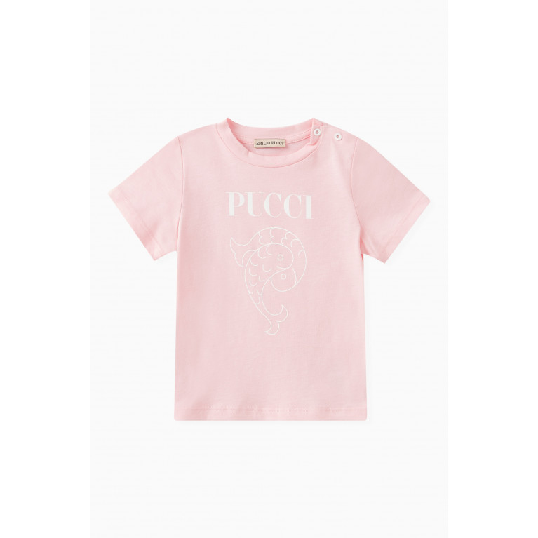Emilio Pucci - Logo Print T-shirt in Cotton Jersey Pink