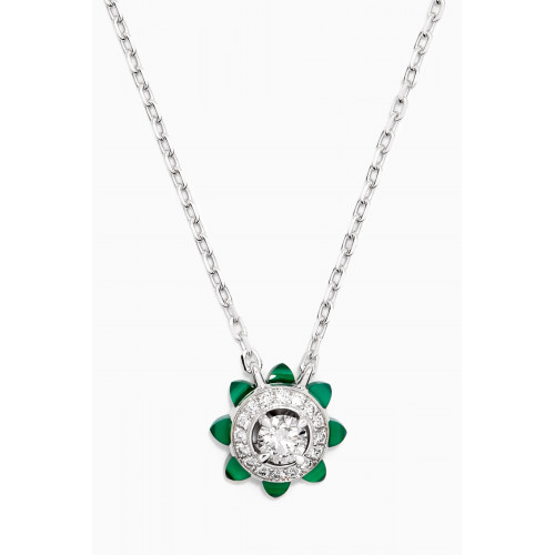 Marli - Tip-Top Green Agate & Diamond Pendant in 18kt White Gold