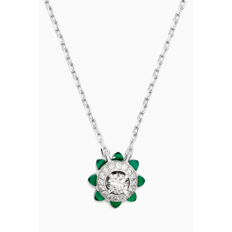 Marli - Tip-Top Green Agate & Diamond Pendant in 18kt White Gold