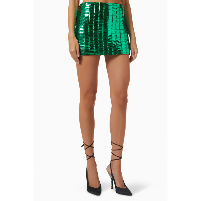 The Attico - Rue Mini Skirt in Sequin Green