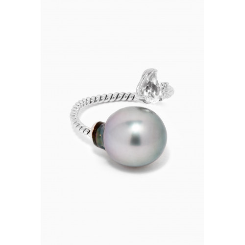 Robert Wan - Akila Pearl & Diamond Twisted Ring in 18kt White Gold