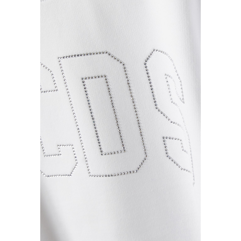 GCDS - Bling Logo Crop Sweatshirt in Jersey White