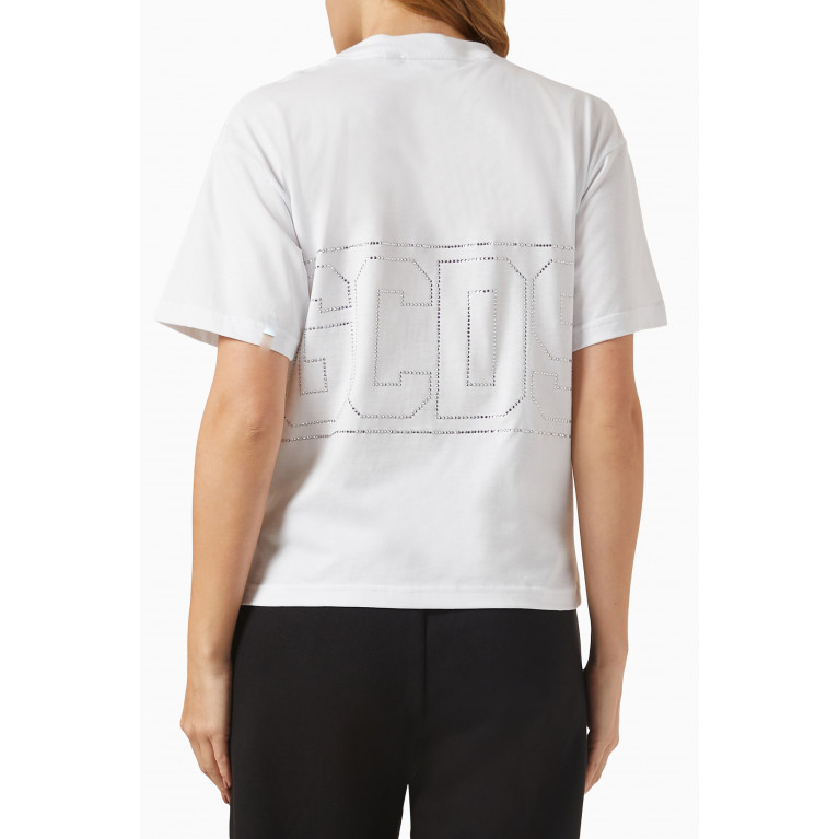 GCDS - Bling Logo T-shirt in Jersey White