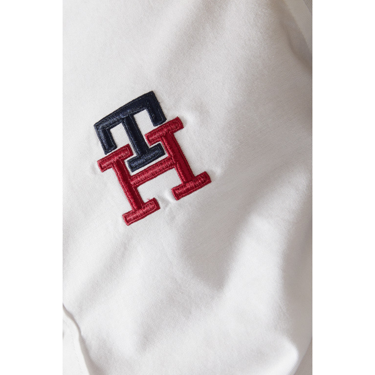 Tommy Hilfiger - TH Monogram-embroidery Oxford Shirt in Cotton White