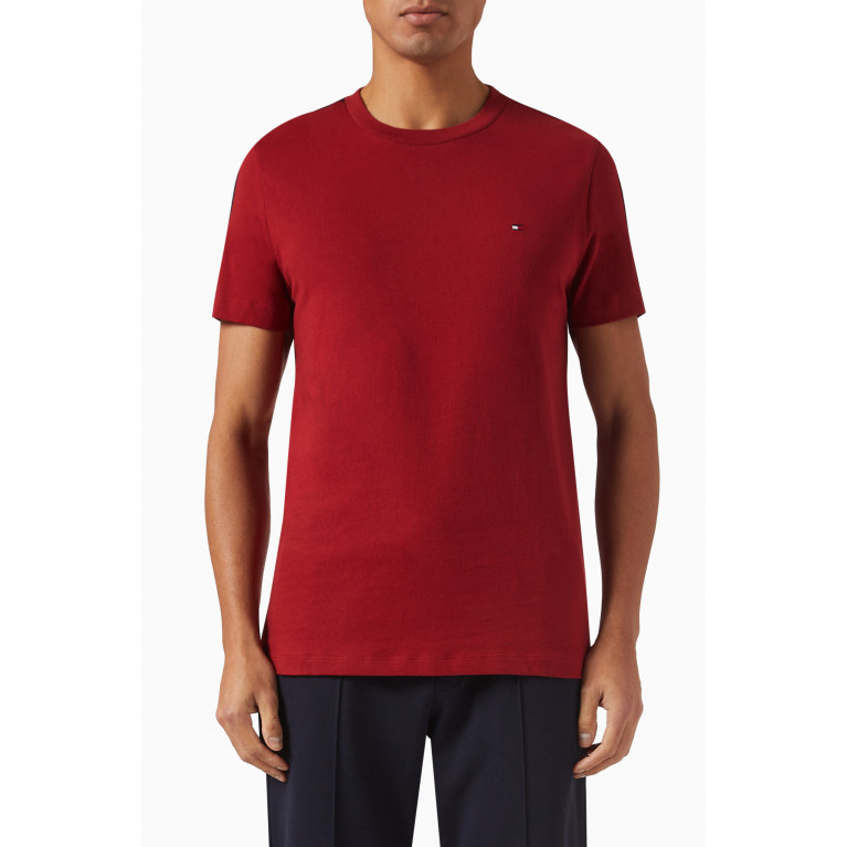 Tommy Hilfiger - Logo Tape T-shirt in Cotton Stretch Red