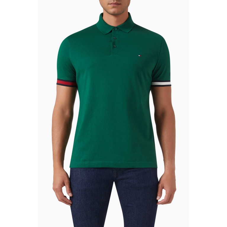Tommy Hilfiger - Contrast-trim Cuffs Polo in Cotton Green