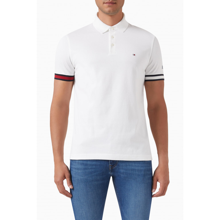 Tommy Hilfiger - Contrast-trim Cuffs Polo in Cotton White