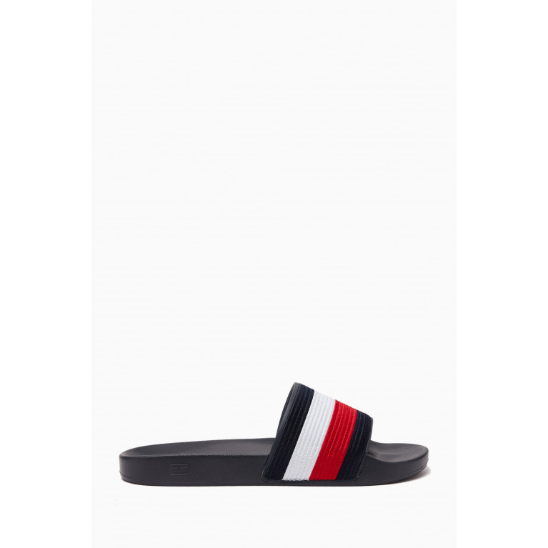 Tommy Hilfiger - Signature Ribbed Texture Slippers in PU