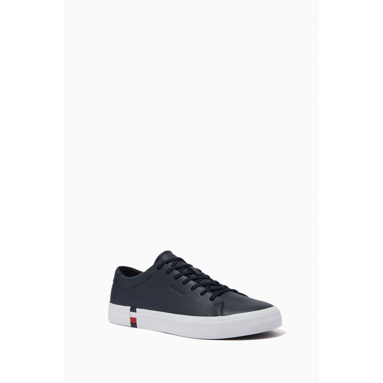 Tommy Hilfiger - Modern Signature Tape Sneakers in Leather Blend Blue