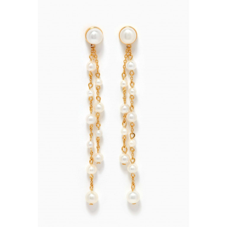 Awe Inspired - Pearl Dangle Earrings in 14kt Gold Vermeil