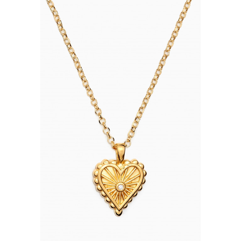 Awe Inspired - Heart Starburst Diamond Necklace in 14kt Gold Vermeil