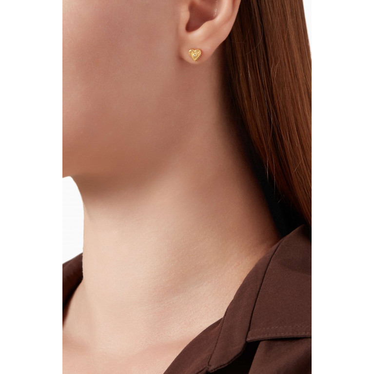 Awe Inspired - Heart Starburst Diamond Stud Earrings in 14kt Gold Vermeil