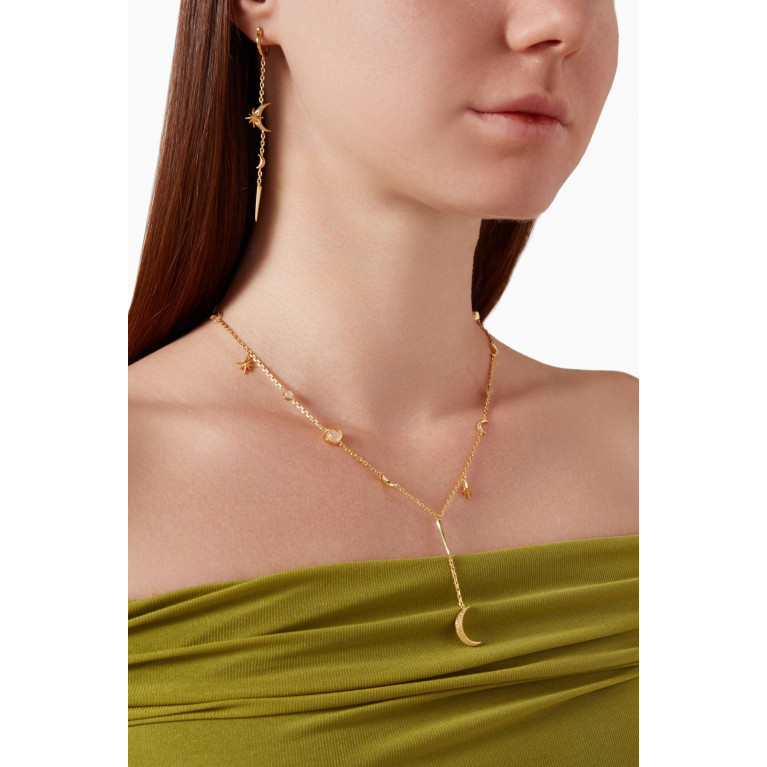 Awe Inspired - Moonphase Lariat Necklace in 14kt Gold Vermeil