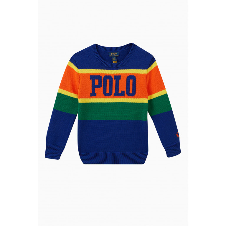 Polo Ralph Lauren - Striped Logo Sweater in Cotton