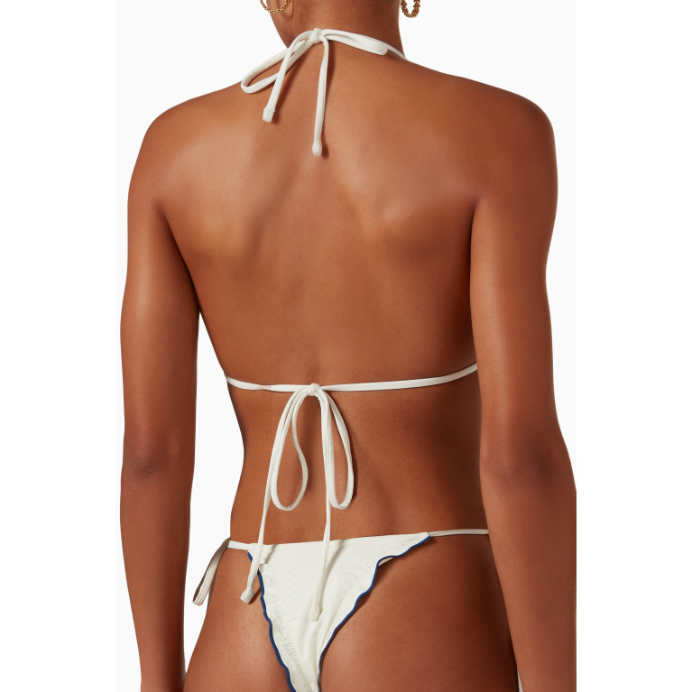 Frankies Bikinis - Tidal Ruffle Triangle Bikini Top Neutral