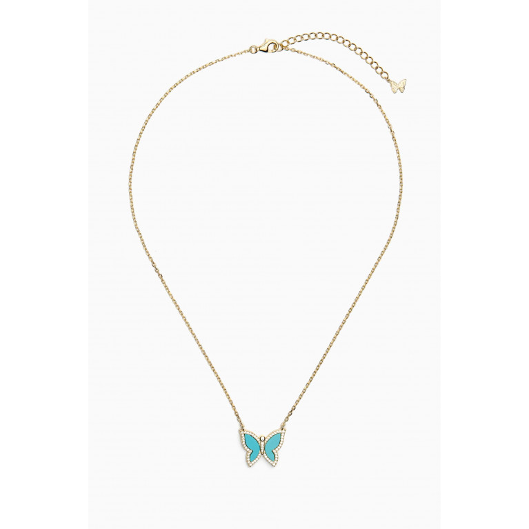 By Adina Eden - Butterfly Crystal Necklace in Gold-plated Sterling Silver Blue