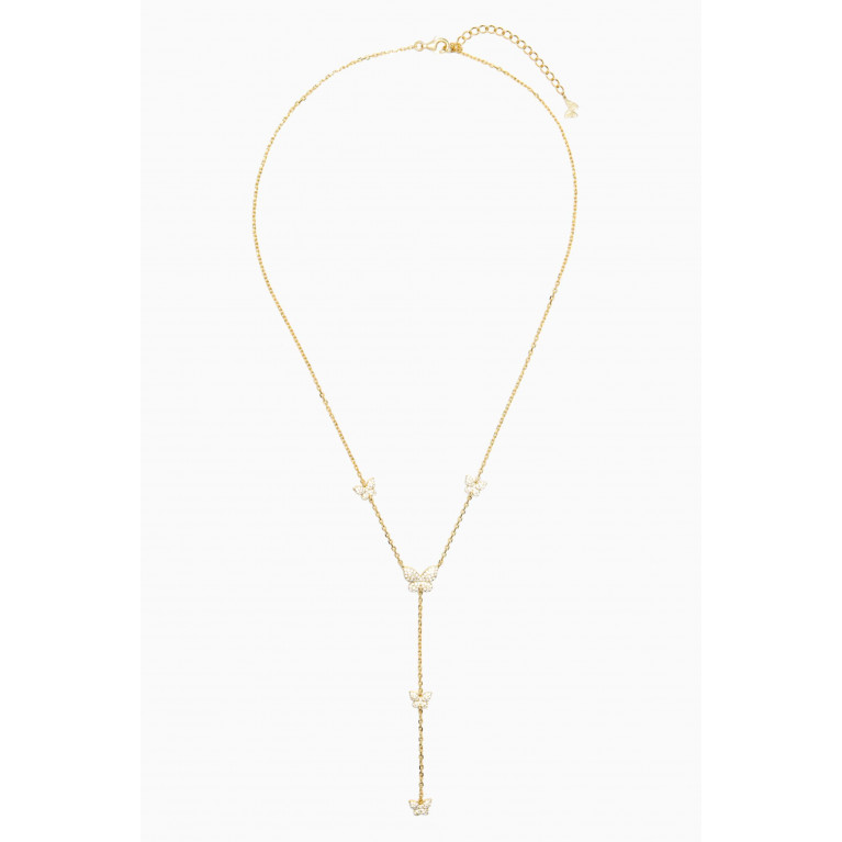By Adina Eden - Pavé Butterfly Lariat Necklace in Gold-plated Sterling Silver