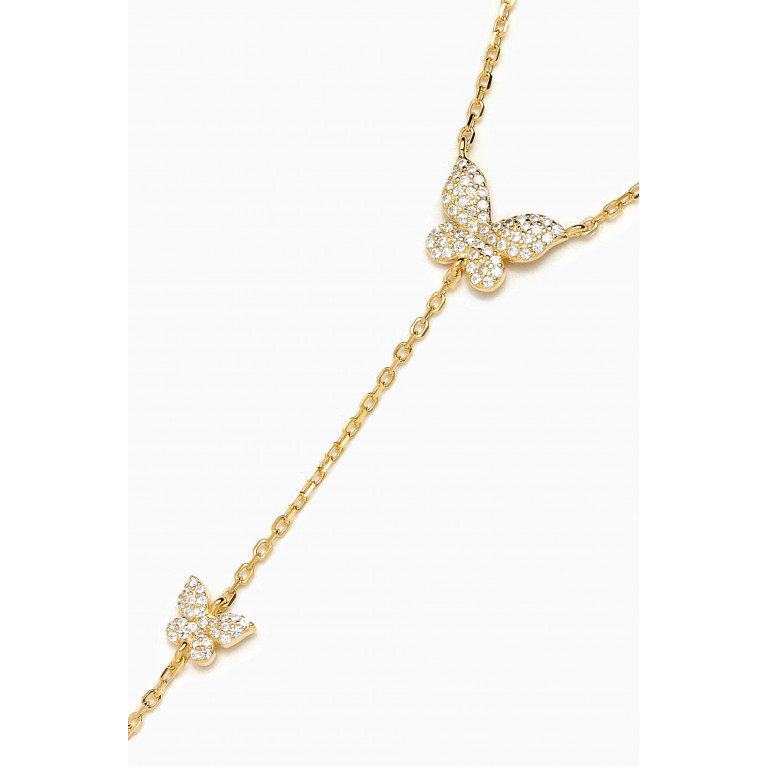 By Adina Eden - Pavé Butterfly Lariat Necklace in Gold-plated Sterling Silver