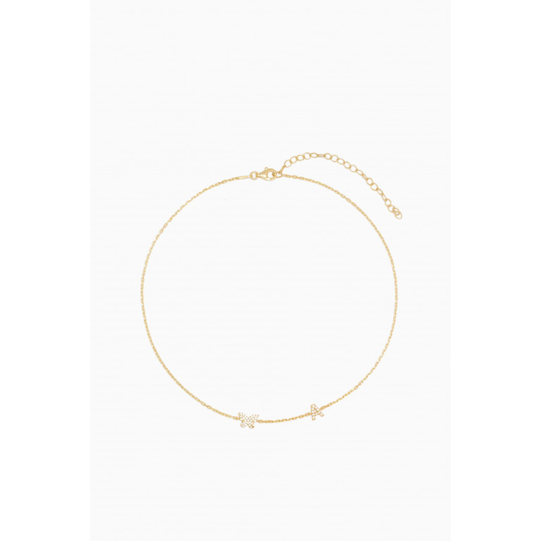 By Adina Eden - Pavé Butterfly Initial Choker in Gold-plated Sterling Silver