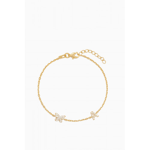 By Adina Eden - Pavé Butterfly Initial Bracelet in Gold-plated Sterling Silver