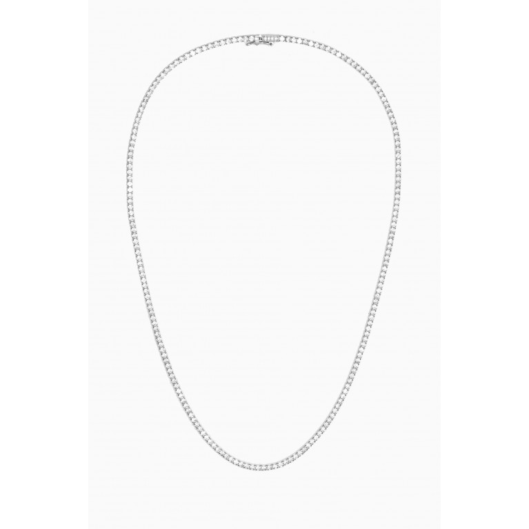 By Adina Eden - Classic Crystal Thin Tennis Necklace in Sterling Silver Silver