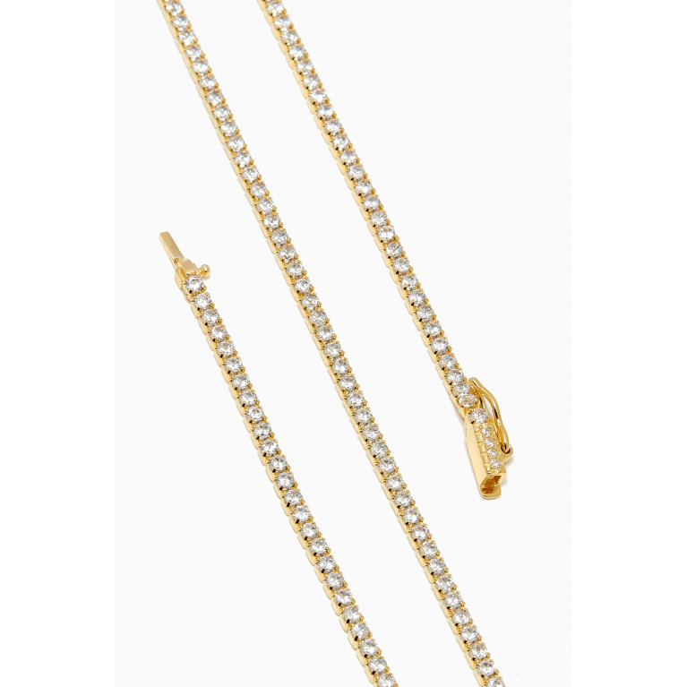 By Adina Eden - Classic Thin Tennis Necklace in Gold-plated Sterling Silver Yellow
